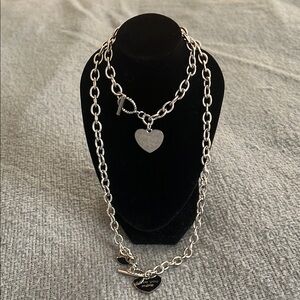 Stainless Steel Silver Heart Charm Bracelet and necklace